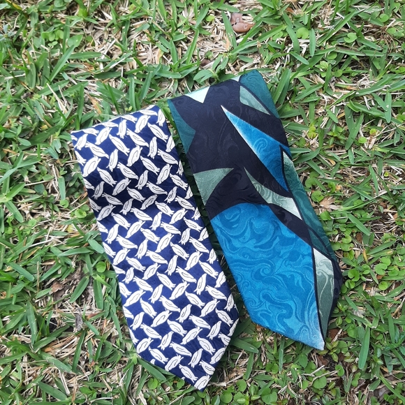 BALMAIN (2) Silk Vintage Ties Penguins Art Deco - Picture 8 of 8